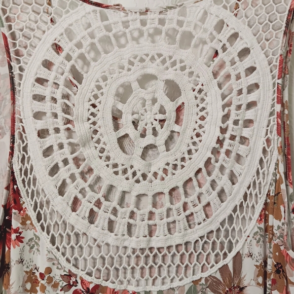 Soft Surroundings Maxi Dress White Red Gold Floral Print Viscose Size 2X - Picture 4 of 11